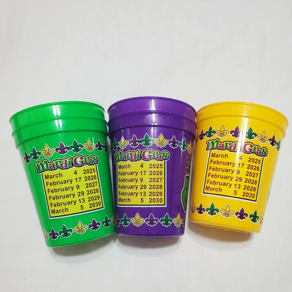 Set of 5 2024 Mardi Gras Cups
